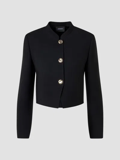 Akris Women's Kadet Virgin Wool Crop Jacket In Black