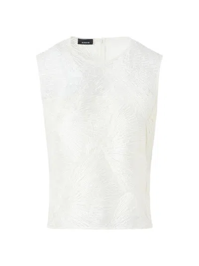 Akris Women's Lacquered Fan Lace Top In White