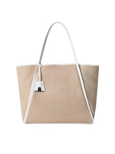Akris Women's Large Alex Raffia & Leather Tote Bag