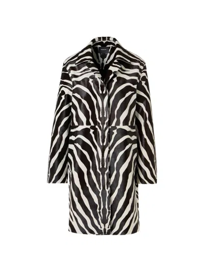 Akris Women's Laron Zebra-print Leather Coat In Black