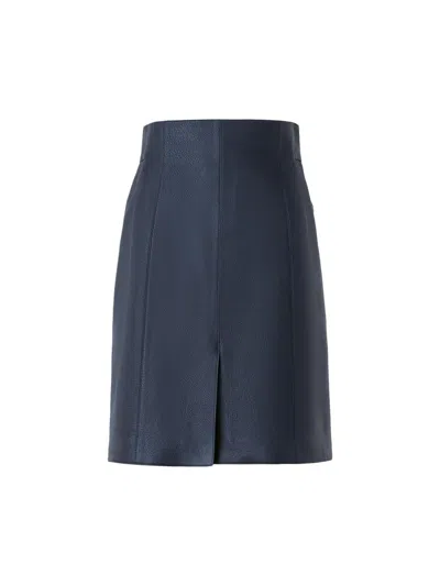 Akris Women's Leather Short Skirt In Blue