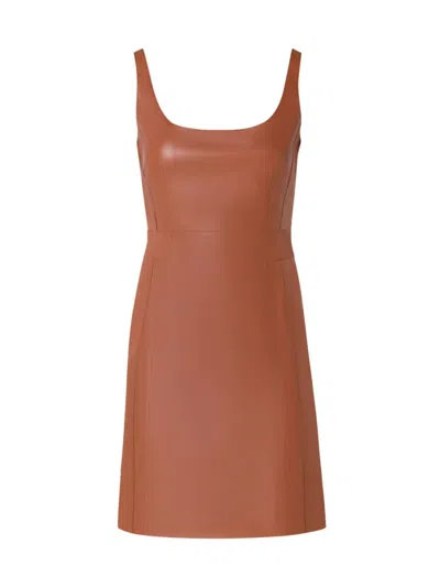 Akris Women's Leather Sleeveless Minidress In Brown