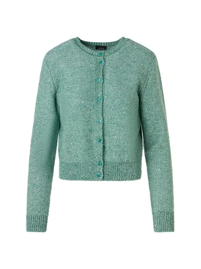 Akris Women's Micro Sequined Linen-blend Cardigan In Green