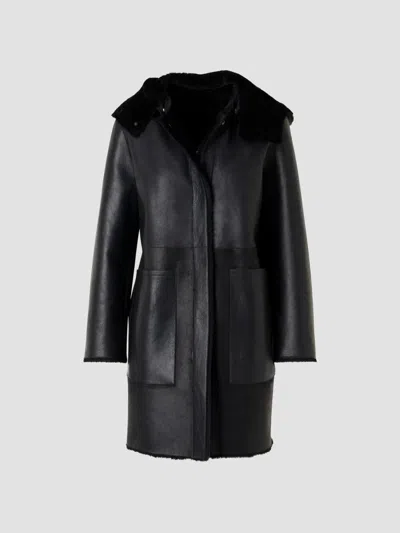 Akris Women's Oxana Leather & Shearling Reversible Hooded Coat In Black