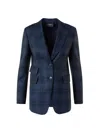 Akris Percival Check Wool Double-face Single-breasted Jacket In Blue