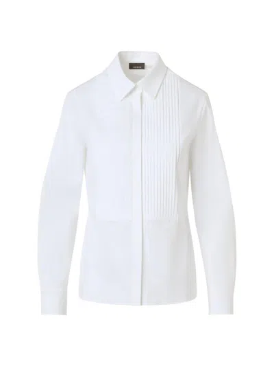 Akris Women's Pintuck Pleated Cotton Shirt In White