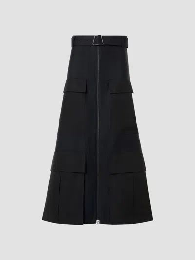 Akris Women's Poplin A-line Belted Cargo Midi Skirt In Black