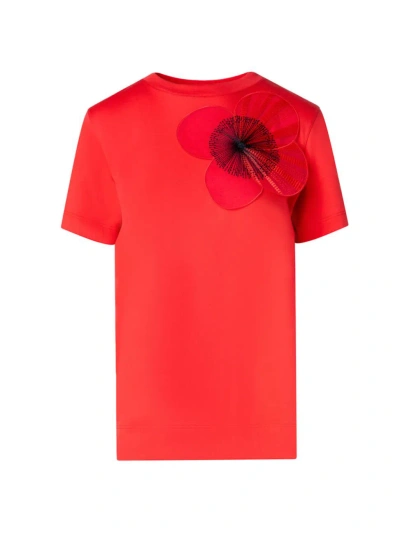 Akris Women's Poppy Appliqué Cotton T-shirt