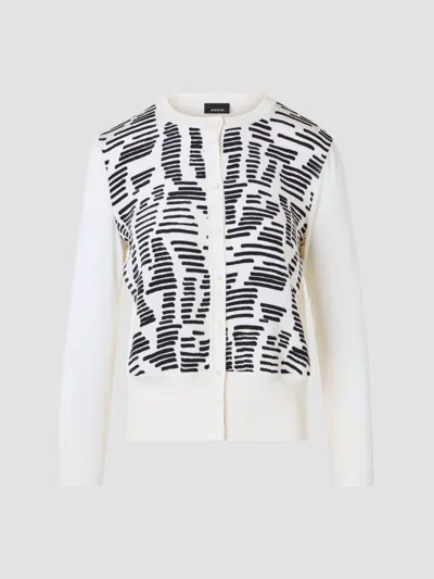 Akris Women's Printed Silk Long-sleeve Cardigan In White