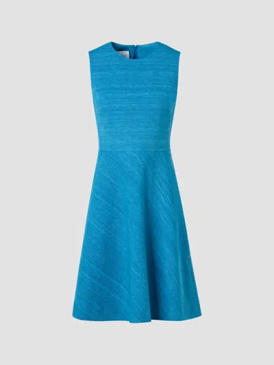 Akris Women's Raw Silk-cotton A-line Mini Dress In Blue