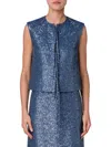 Akris Women's Sequin Virgin Wool Blend Vest In Denim
