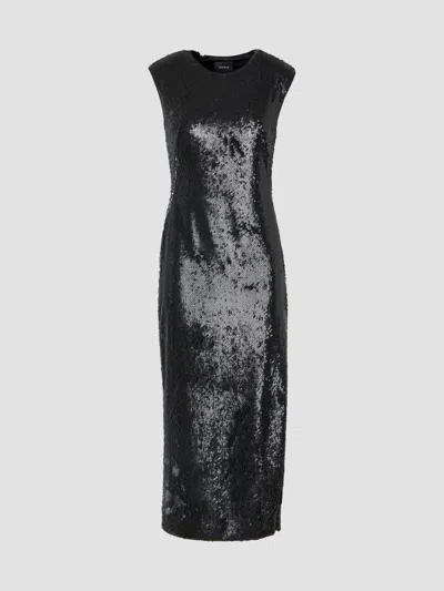 Akris Women's Sequined Crewneck Midi Dress In Black