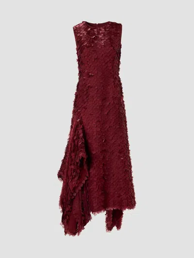 Akris Women's Silk-organza Layered Tile Midi-dress In Merlot Red