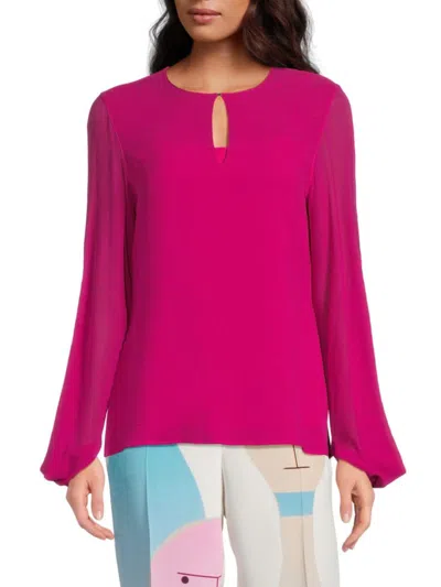 Akris Women's Slit Sleeve Silk Top In Pink