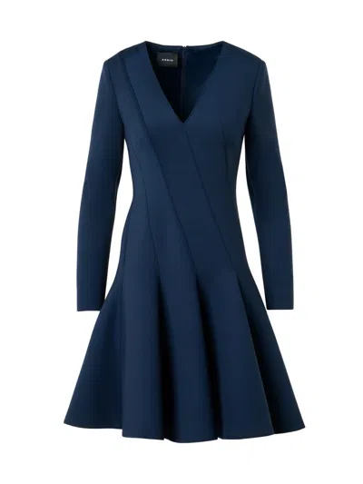 Akris Women's Stretch-neoprene Diagonal Godet Minidress In Blue