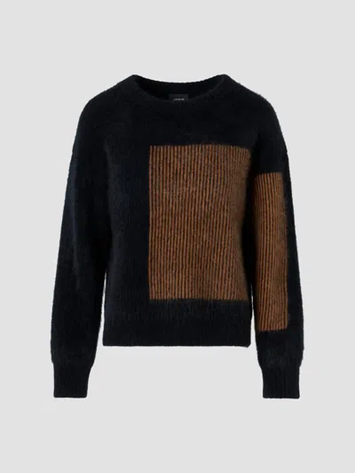 Akris Women's Striped Cashmere Crewneck Sweater In Black Vicuna