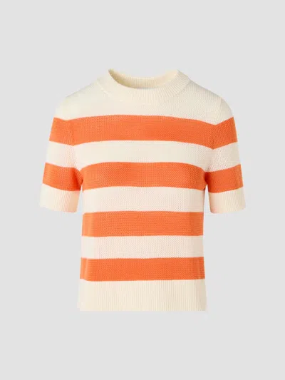 Akris Women's Striped Short-sleeve Crewneck Sweater In Multi