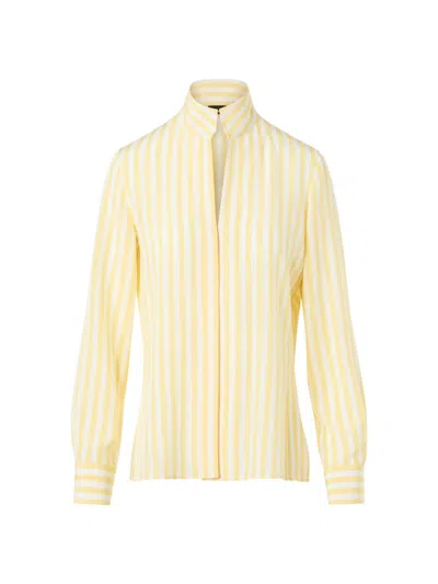 Akris Striped Silk Crepe Button-down Shirt In Yellow