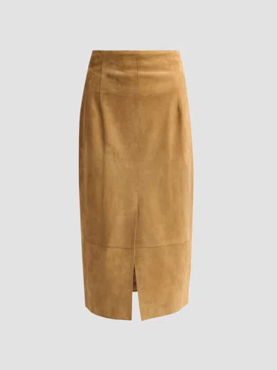 Akris Women's Suede Pencil Skirt In Camel
