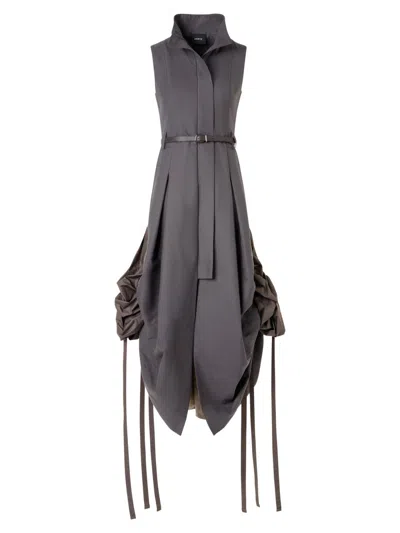Akris Women's Suiting Gathered-side Trench Midi-dress In Gray