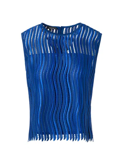 Akris Women's Techno Wave Guipure Lace Sleeveless Blouse In Blue