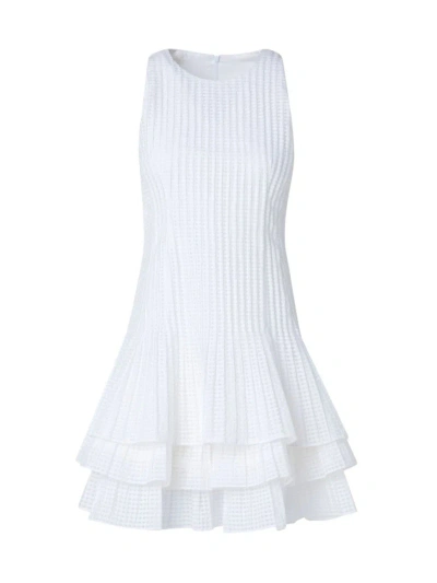 Akris Women's Transparent Grid Organza Cotton-blend Dress In Ecru