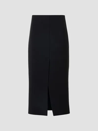 Akris Women's Virgin Wool Slit Midi Skirt In Black