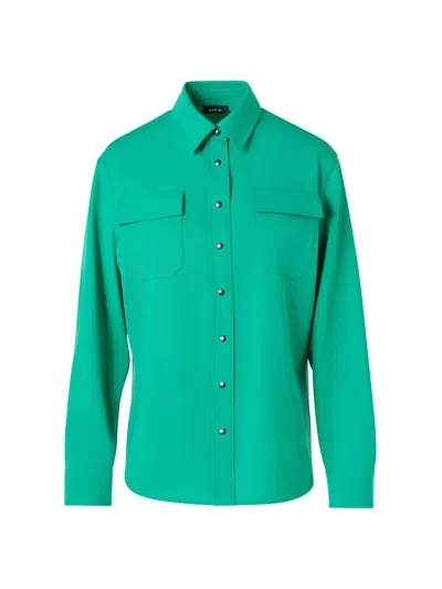 Akris Women's Wool Gabardine Utility Shirt In Green