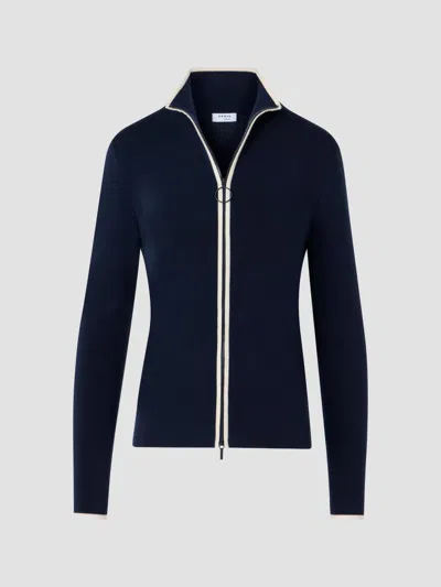 Akris Women's Wool Zip-front Cardigan In Blue