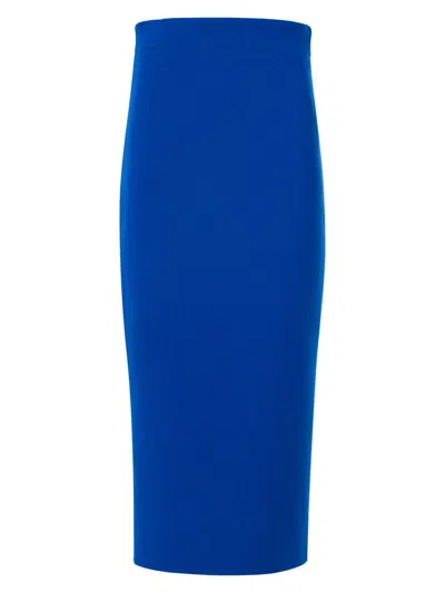 Akris Women's Wool-blend Crepe Pencil Skirt In Blue