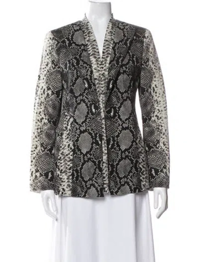 Pre-owned Akris Wool Animal Print Blazer In Black