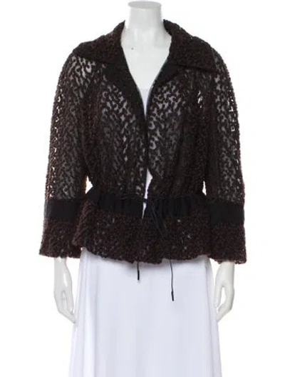 Pre-owned Akris Wool Animal Print Evening Jacket In Brown