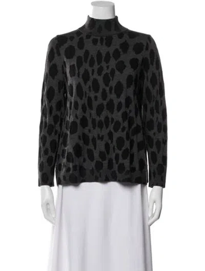 Pre-owned Akris Wool Animal Print Top In Gray