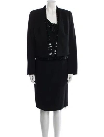 Pre-owned Akris Wool Beaded Accents Dress Set In Black