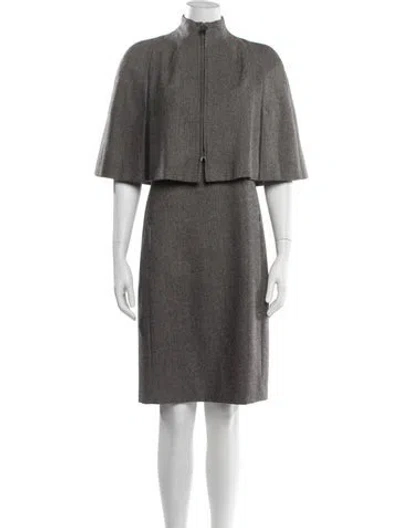 Pre-owned Akris Wool Chain-link Accents Dress Set In Neutrals