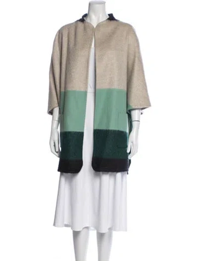 Pre-owned Akris Wool Colorblock Pattern Jacket In Green