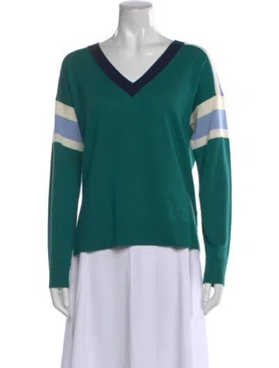 Pre-owned Akris Wool Colorblock Pattern Sweater In Green
