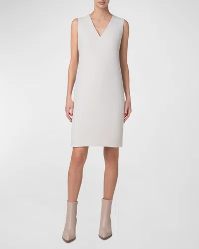 Akris Wool Crepe Sheath Dress In Neutral