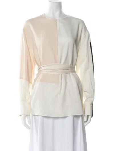 Pre-owned Akris Wool Crew Neck Blouse W/ Tags In Neutral