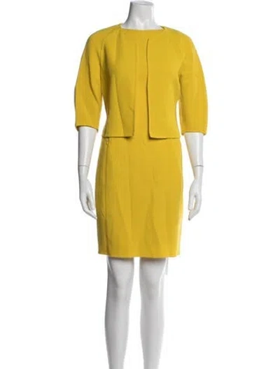Pre-owned Akris Wool Dress Set In Neutrals/yellow