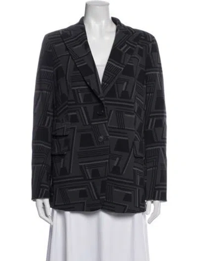 Pre-owned Akris Wool Graphic Print Blazer In Blue