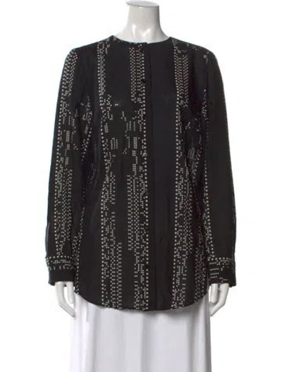Pre-owned Akris Wool Graphic Print Button-up Top In Black