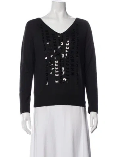 Pre-owned Akris Wool Graphic Print Top In Black