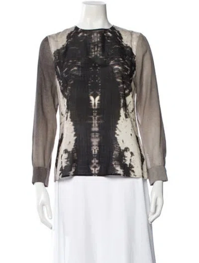 Pre-owned Akris Wool Graphic Print Top In Gray