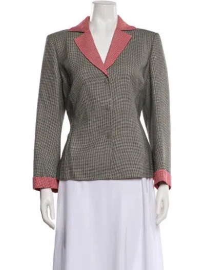 Pre-owned Akris Wool Houndstooth Print Blazer In Gray