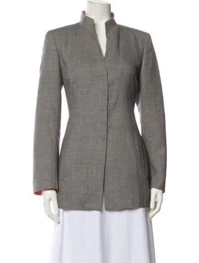 Pre-owned Akris Wool Houndstooth Print Blazer In Multi