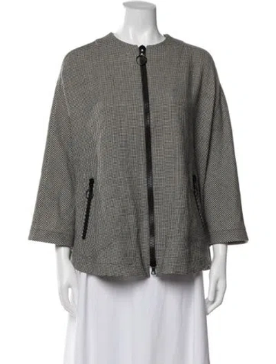 Pre-owned Akris Wool Houndstooth Print Jacket In Gray