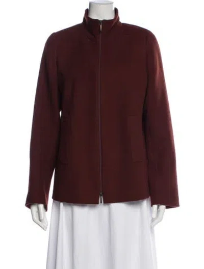 Pre-owned Akris Wool Jacket In Burgundy