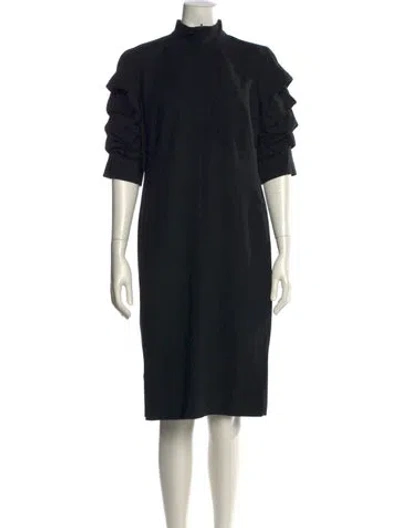 Pre-owned Akris Wool Knee-length Dress In Black