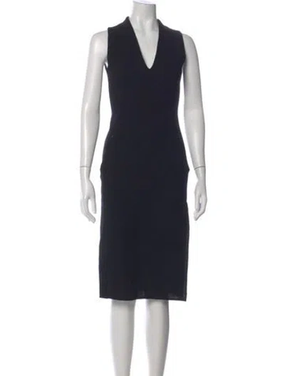 Pre-owned Akris Wool Knee-length Dress In Black
